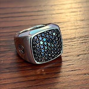 David Yurman Pavé Signet Ring with Black Diamonds